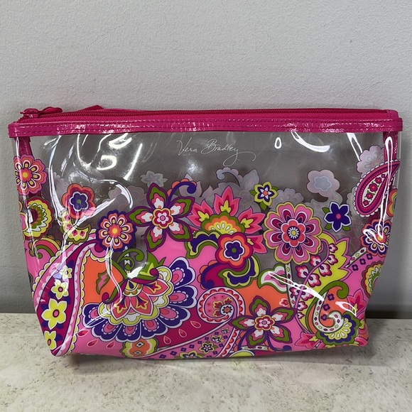 Vera Bradley Handbags - Vera Bradley Pink Swirls Vinyl see Through Cosmetic Bag